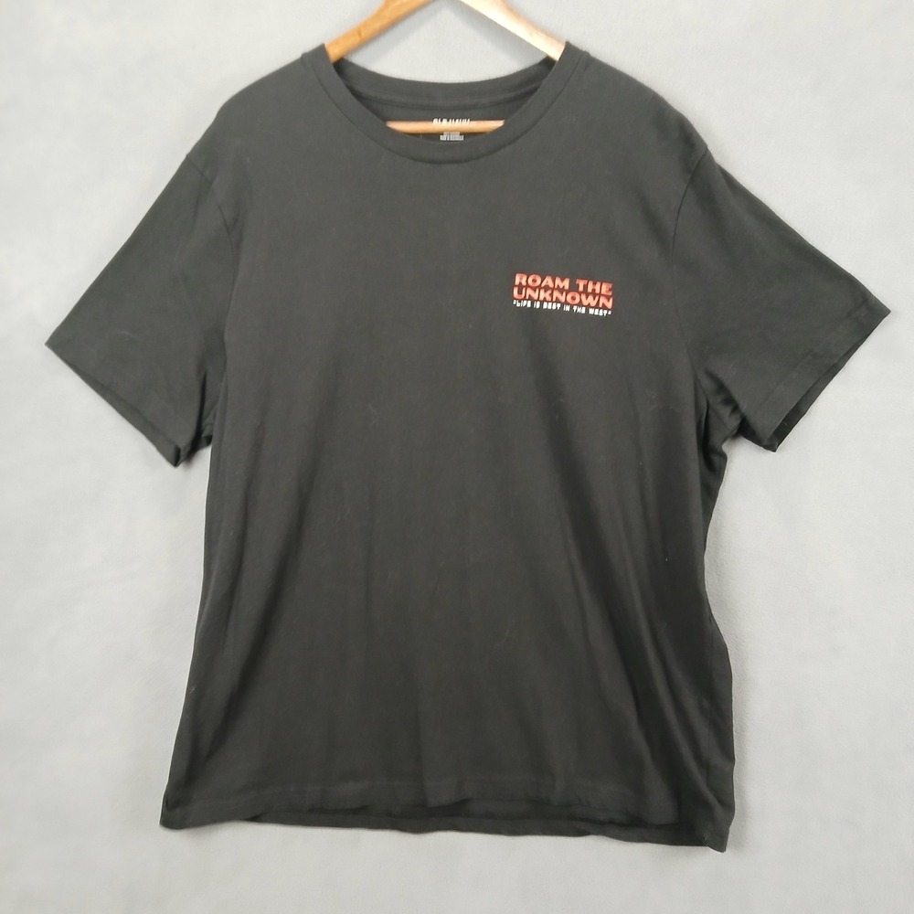 Old Navy Soft Washed T Shirt Mens XL Black Roam The Unknown Life Is Best In West
